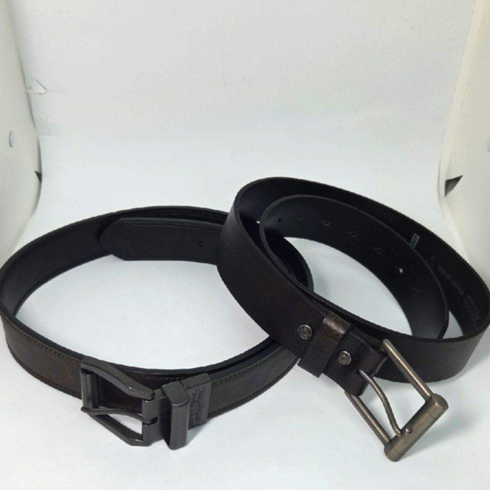 Lot Of 2 Levi's Men's Brown And Black Leather Belt Set 36